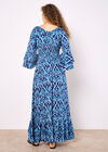 Ikat Swirls Maxi Dress, Blue, large