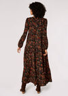 Boho Floral Print Maxi Dress, Black, large
