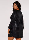 Curve Chevron Mini Dress, Black, large