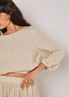 Linen Pleated Midi Skirt, Stone, large