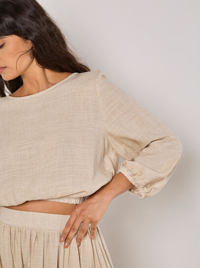 Linen Pleated Midi Skirt