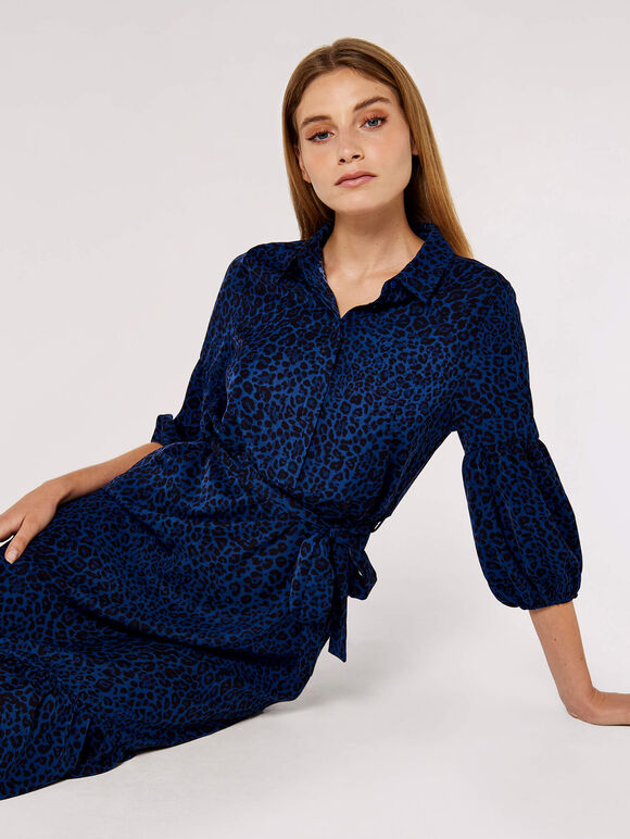 Animal Print Maxi Dress, Navy, large