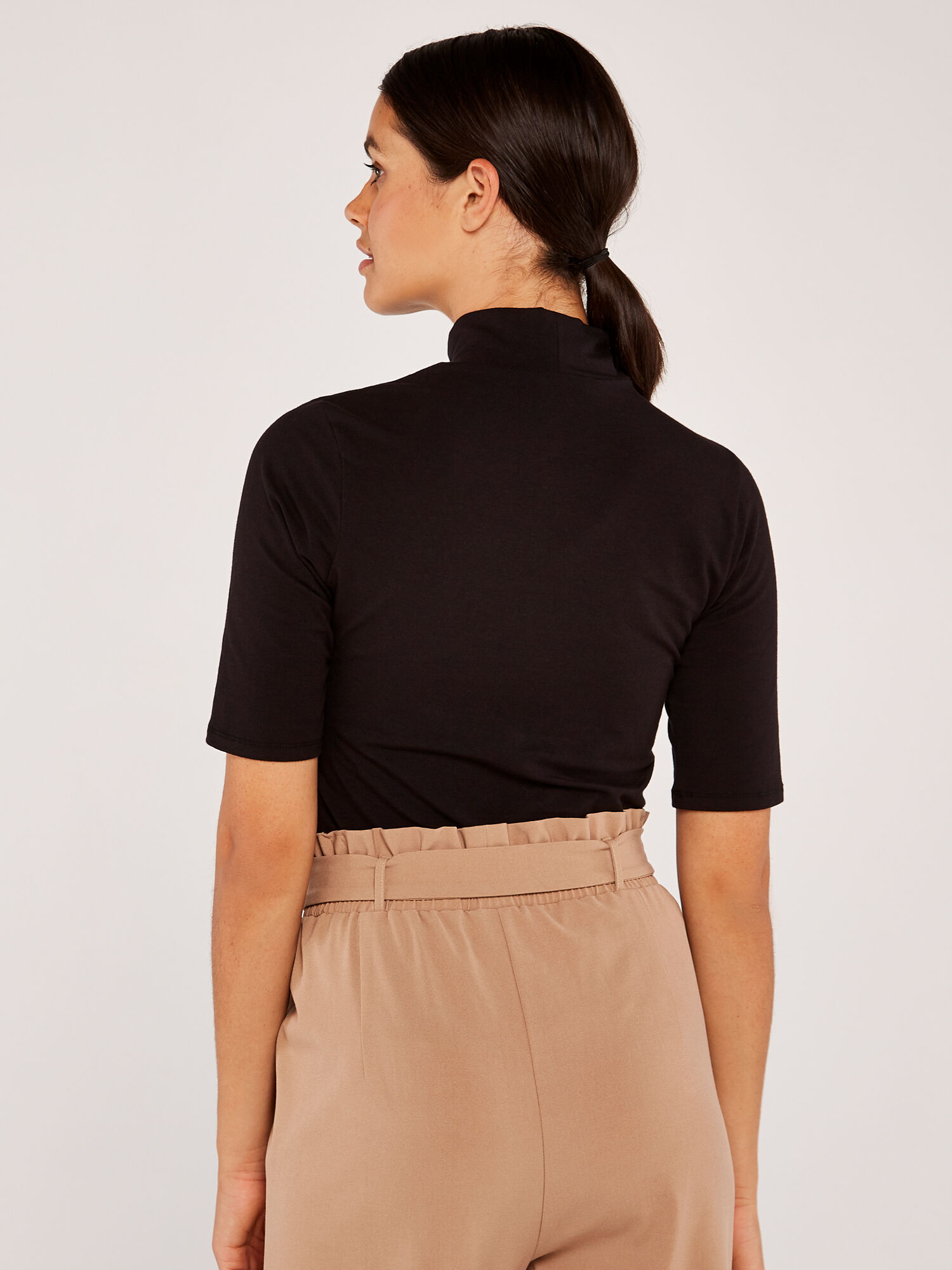 Mock Neck Top Apricot Clothing