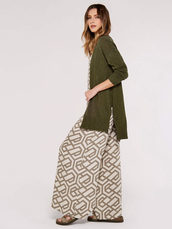 Textured Slub Cardigan, Khaki, large