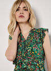 Ditsy Floral Ruffle Mini Dress, Green, large