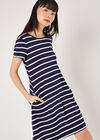 Stripe Jersey Mini Dress, Navy, large