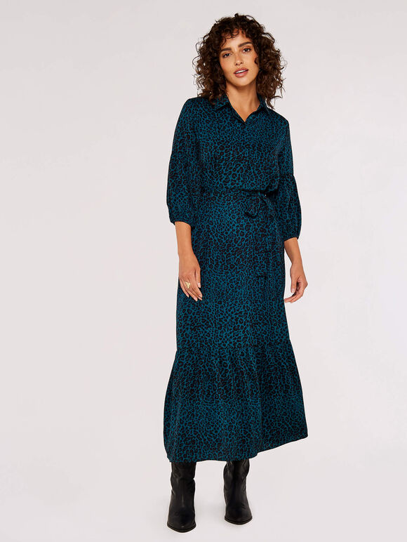 Animal Print Maxi Dress, Green, large
