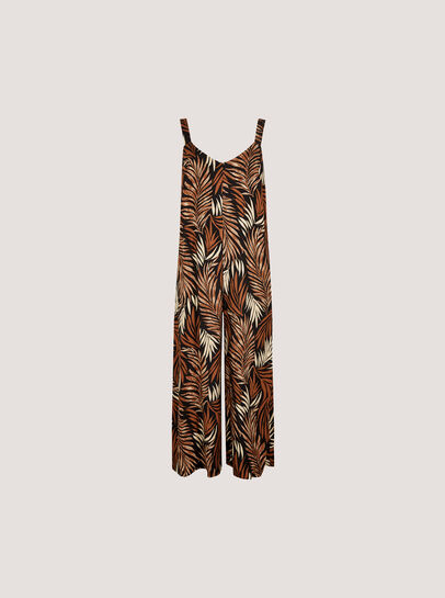 Leaf Print Wide Leg Jumpsuit