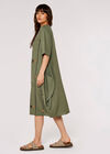 Printed Cocoon Midi Dress, Khaki, large