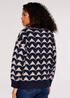 Monochrome Triangles Jumper, Navy, large