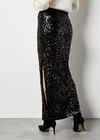 Sequin Mesh Maxi Skirt, Black, large