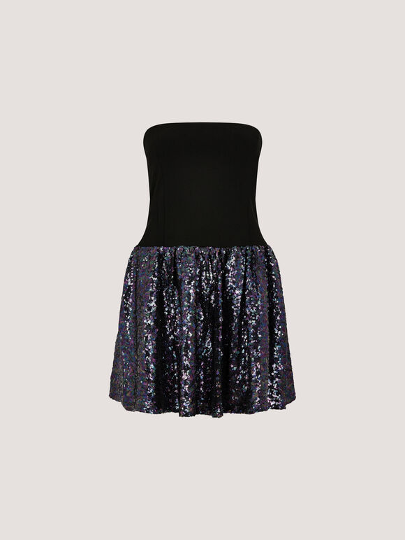 Bandeau Sequin Mini Dress, Assorted, large