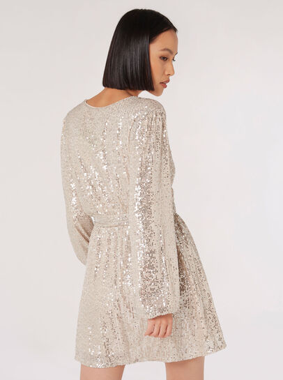 Sequin Wrap Mini Dress