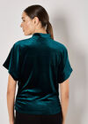 Velvet Ruched Side Top, Green, large