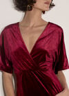 Velvet Wrap Mini Dress, Burgundy, large