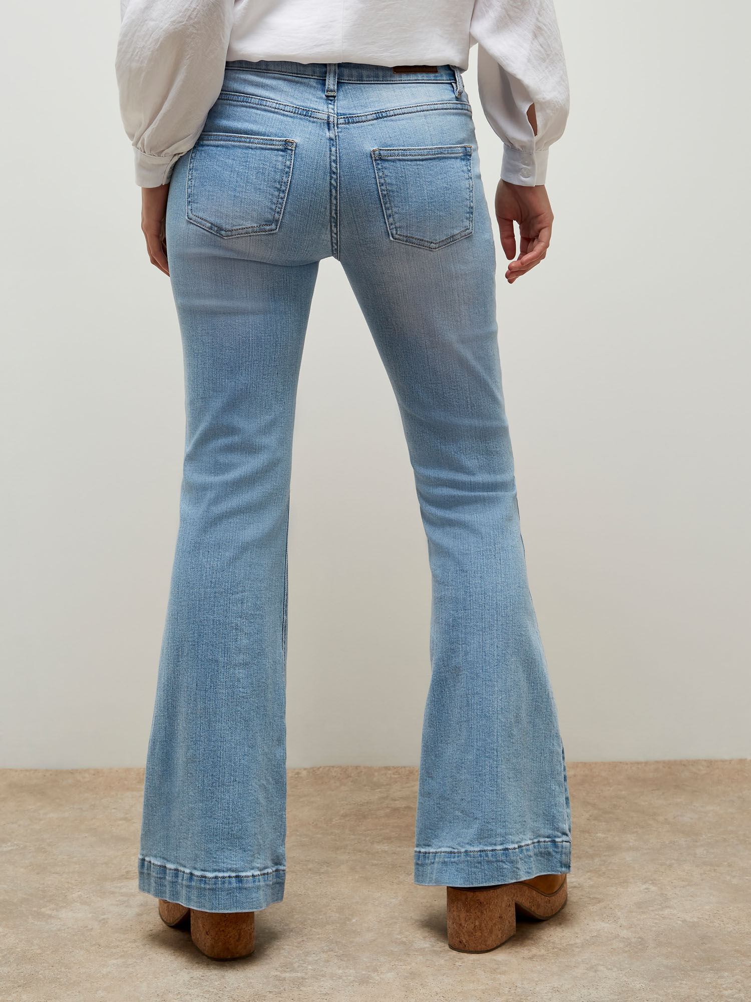 Bella Mid Rise Flare Jeans Apricot Clothing