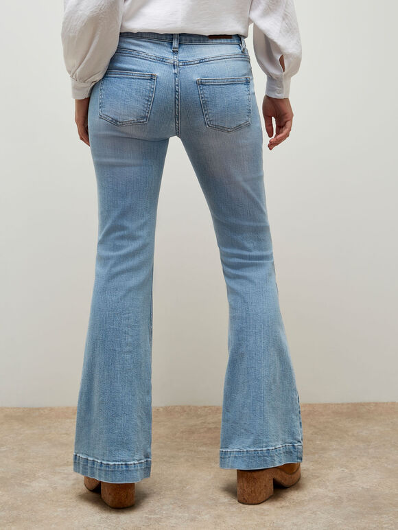 Mid-Rise Flare Jeans , Sky Blue, large