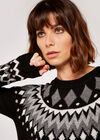 Fairisle Crew Neck Jumper Dress, Black, large
