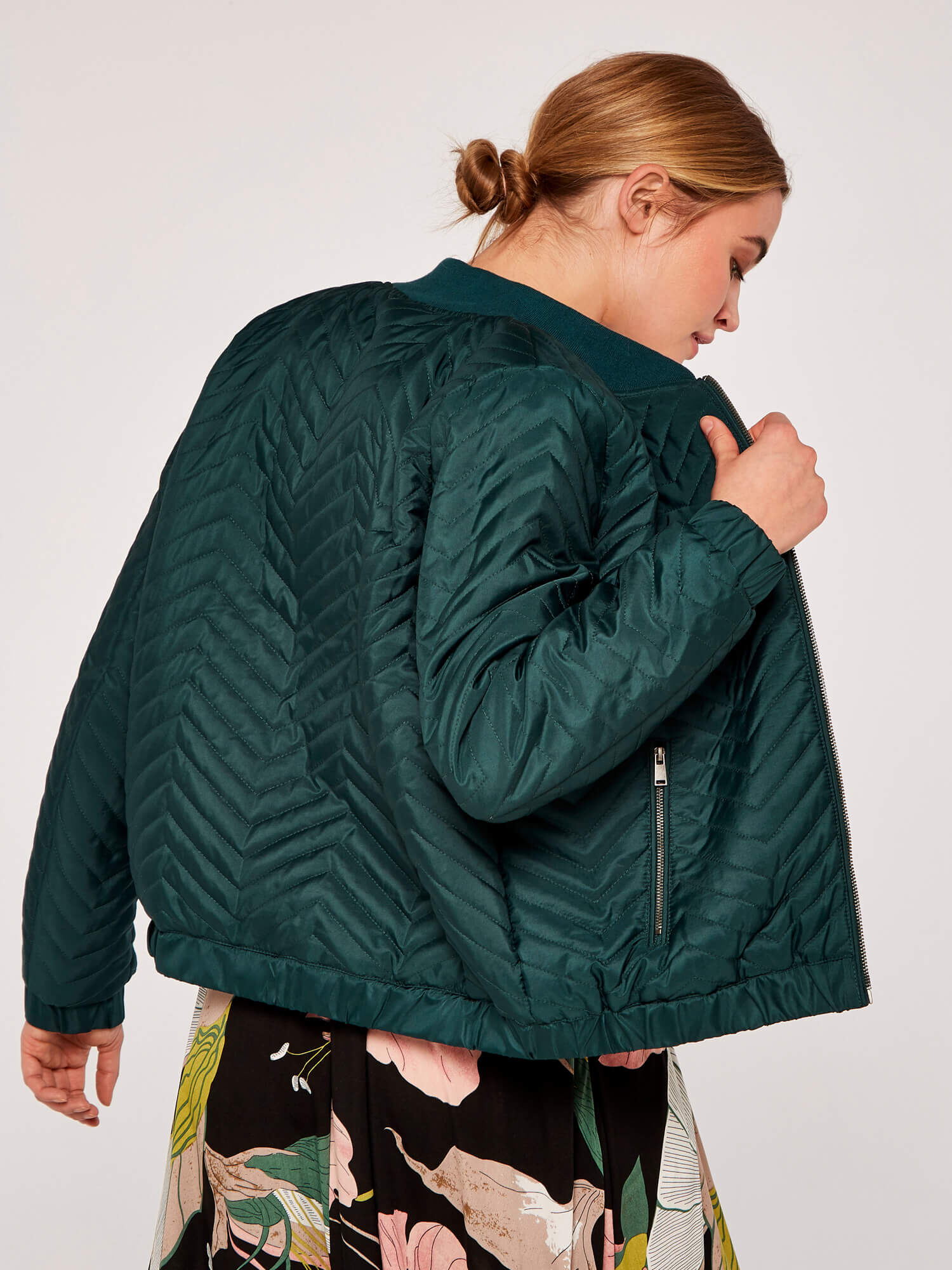 Long quilted bomber jacket top