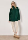 Oversized Tunic Roll Neck Jumper, Green, large
