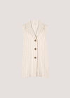Longline Woven Pinstripe Waistcoat, Stone, large
