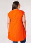 Textured V-Neck Top, Orange, large