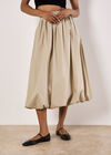 Puff Hem Midi Skirt, Stone, large