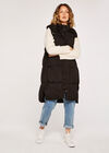 Button Longline Puffer Gilet, Black, large