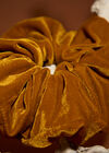 Tan Velvet Hair Scrunchie, Brown, large