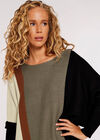 Oversized Colourblock Jumper, Khaki, large