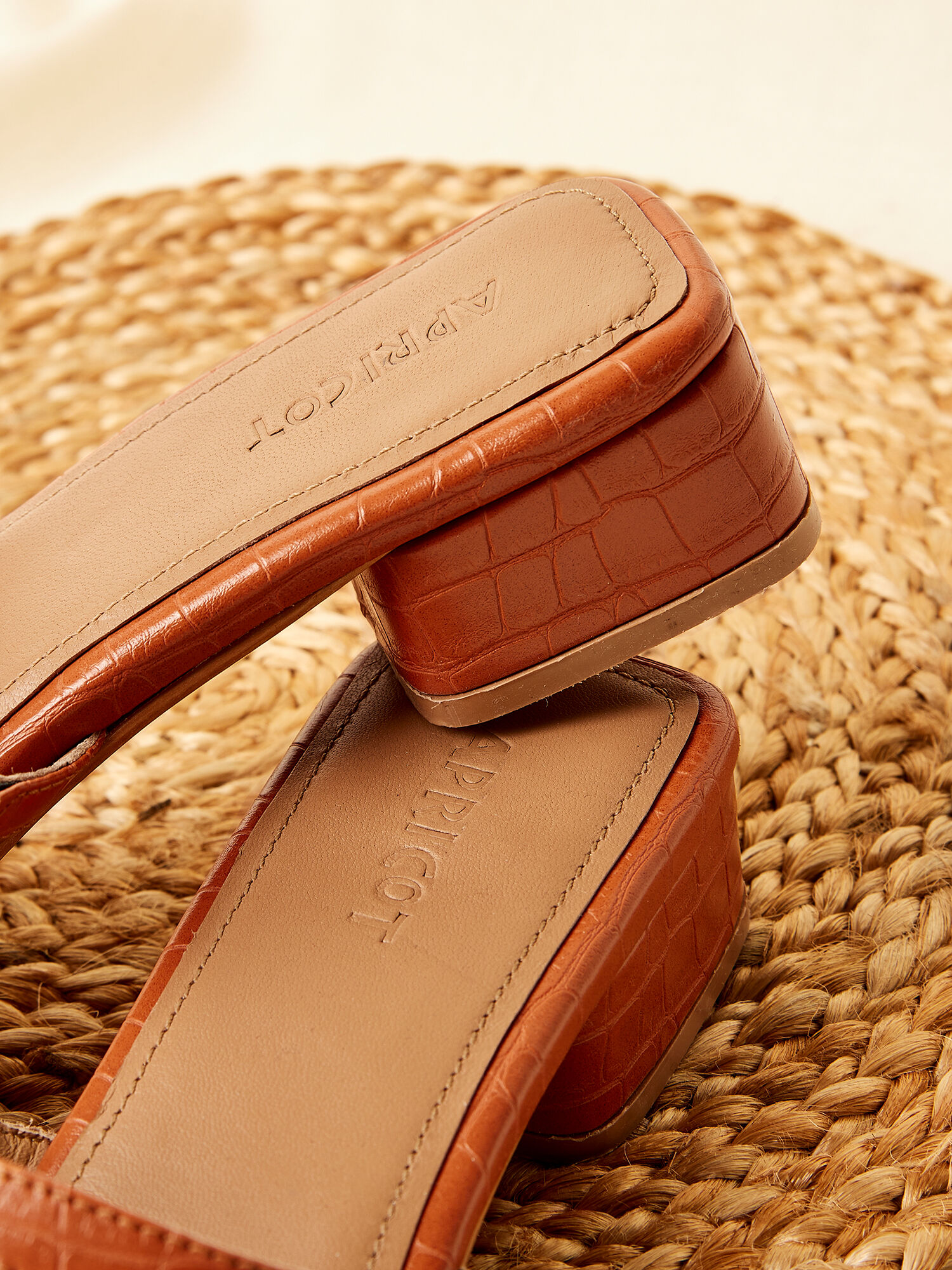 Square Toe Mule Sandals Apricot Clothing