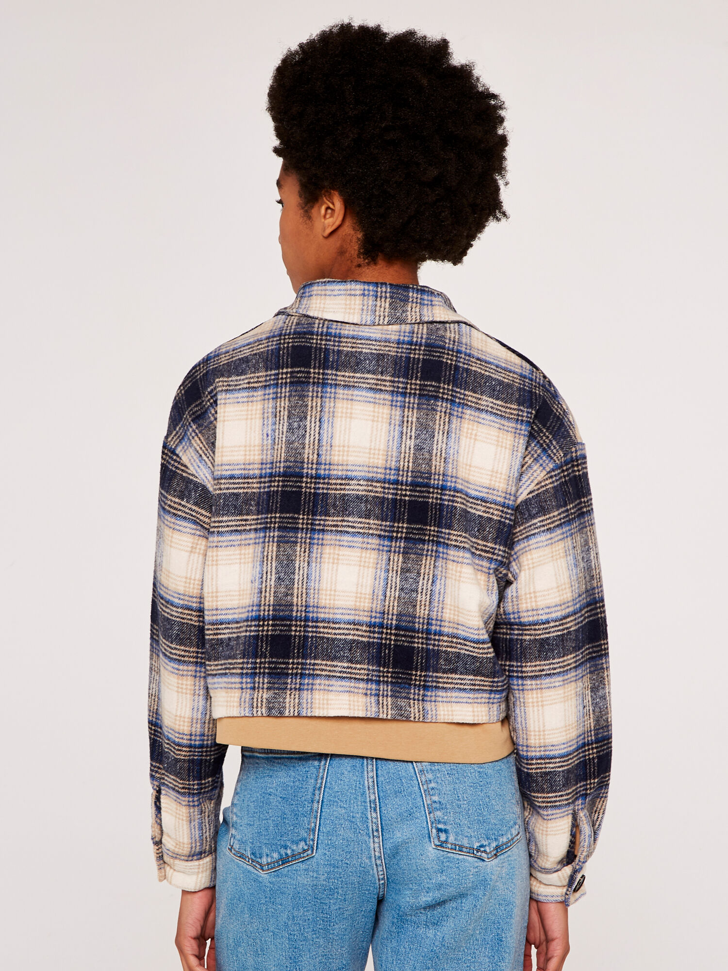 Plaid Crop Jacket Apricot Clothing