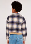 Plaid  Crop Jacket, Navy, large
