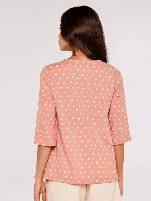Irregular Spot Asymmetric Wrap Top, Pink, large