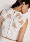Floral Mesh Lace Crop Top, White, large