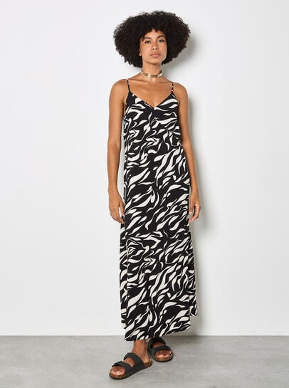 Animal Print Trapeze Cami Maxi Dress