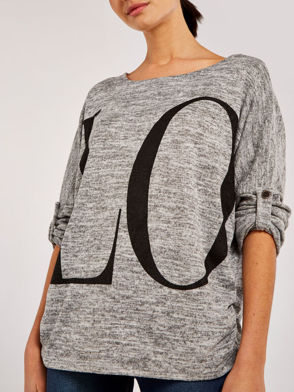 Love All Over Ruched Top, Grey, large