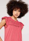 Cutwork Jersey Blouse, Pink, large