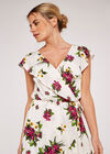 Floral Bouquet Ruffle Midi Dress, Cream, large