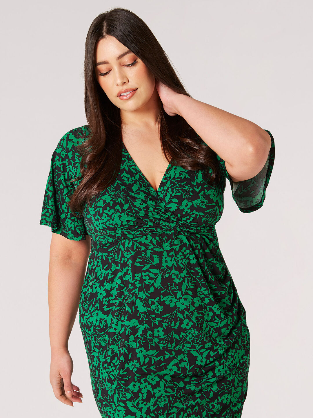 Image of Curve Floral Silhouette Bodycon Mini Dress