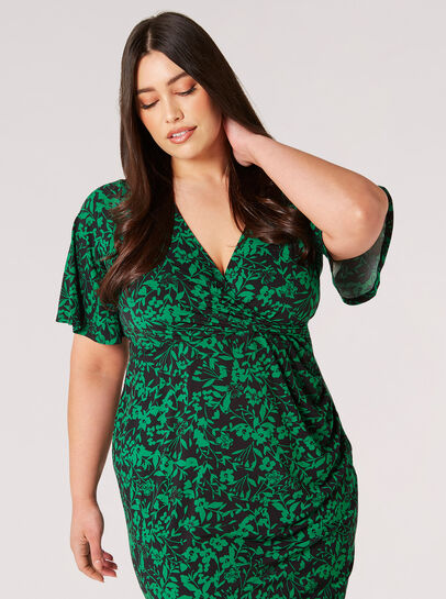 Curve Floral Silhouette Bodycon Mini Dress