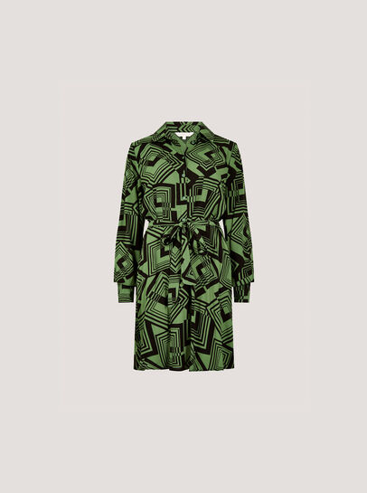 Geo Squares Shirt Mini Dress
