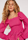 Shimmer Smock Peplum  Top, Fuchsia, large