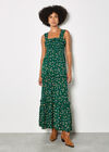 Ditsy Floral Smocked Maxi Dress, Green, large