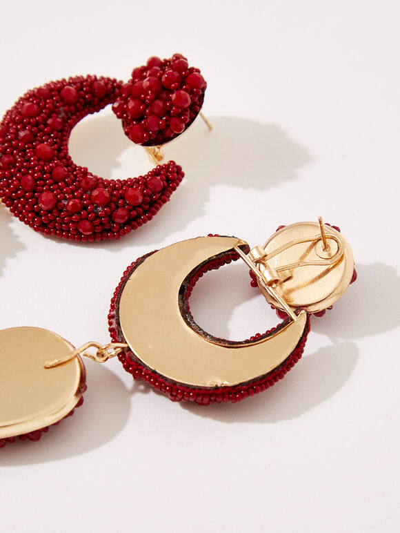 Oxblood Moon Earrings, Red, large