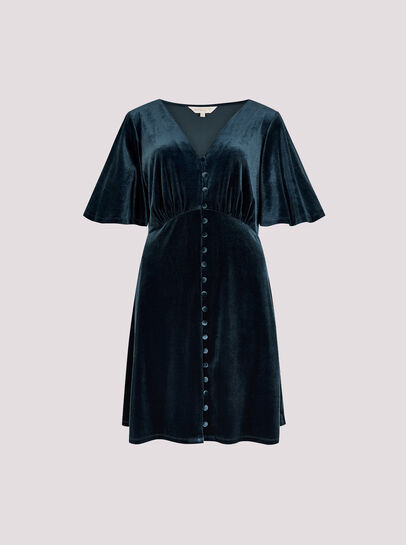 Velvet Button-Down Mini Dress