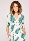 Palm Print Cropped Shirt, White, large