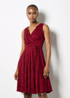 Floral Lace Fit And Flare Mini Dress, Burgundy, large