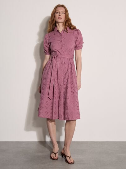 Broderie Shirt Midi Dress