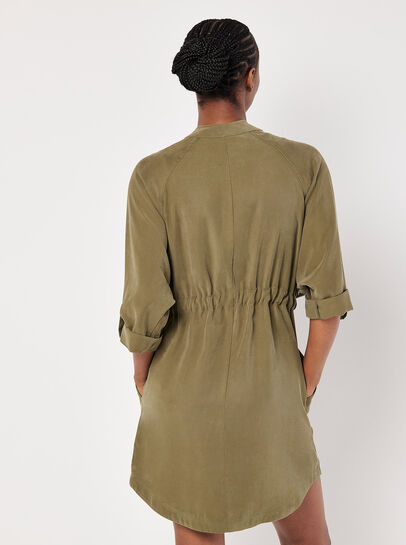 Drawstring Shirt Mini Dress